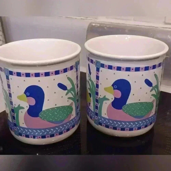 Vintage American Greetings Designers Collection Duck Coffee Tea Mug Cup Set of 2 - Picture 2 of 7